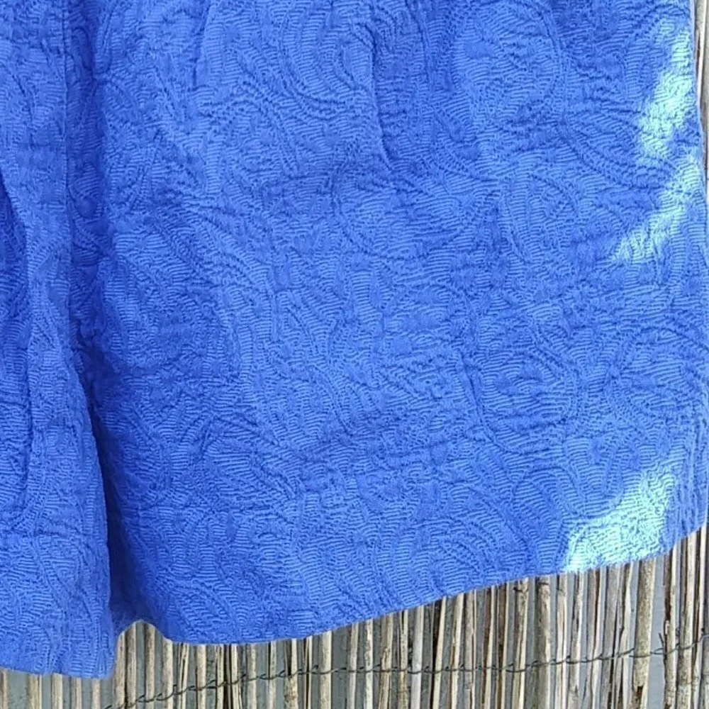 J. Crew Textured Blue Boardwalk Shorts - Elastic Waistband - 2
